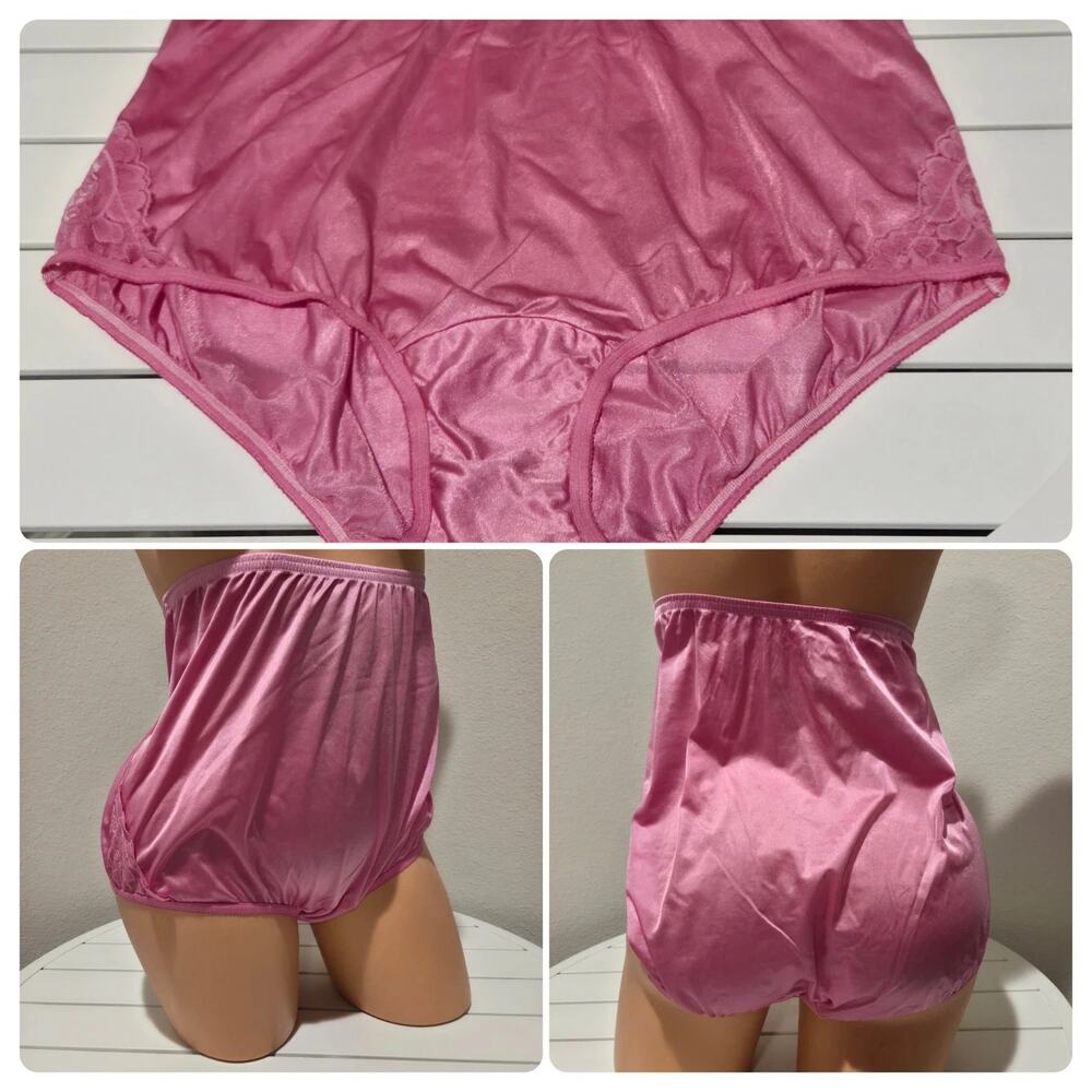 Vanity Fair Lace Nouveau Nylon Full Cut Panty Lace Shiny Hyper Pink 10/3XL